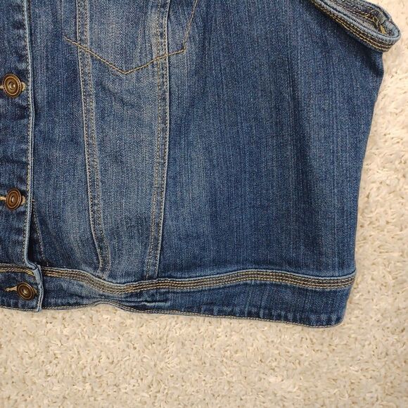 Lane Bryant Cropped Button-Down Denim Vest Women's Plus Size 26 Stretch Pockets - Picture 8 of 13